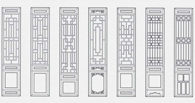 依安常用中式仿古花窗图案隔断设计图